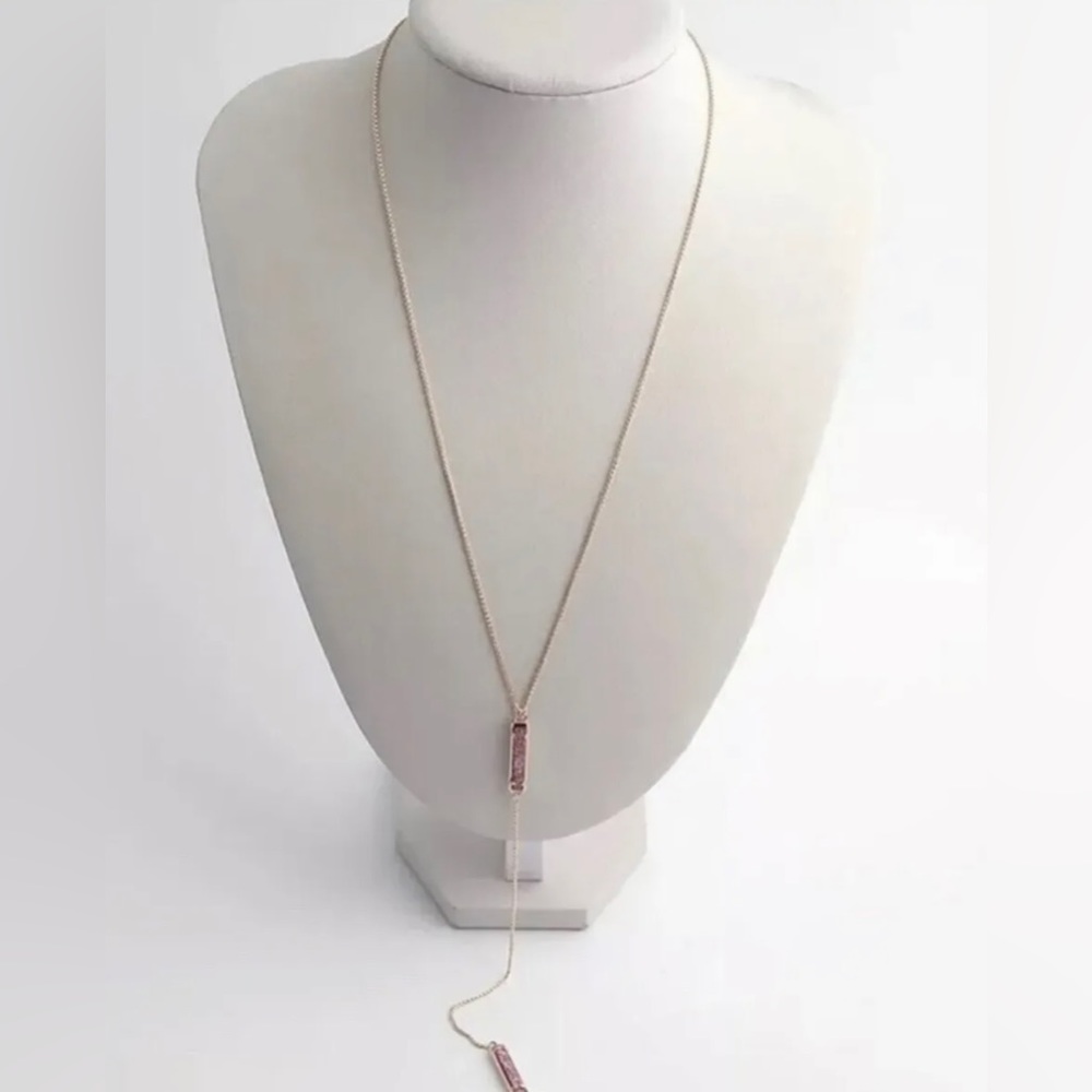 NWT! Kendra Scott pink druzy Lilly rose Gold necklace. - Picture 2 of 8